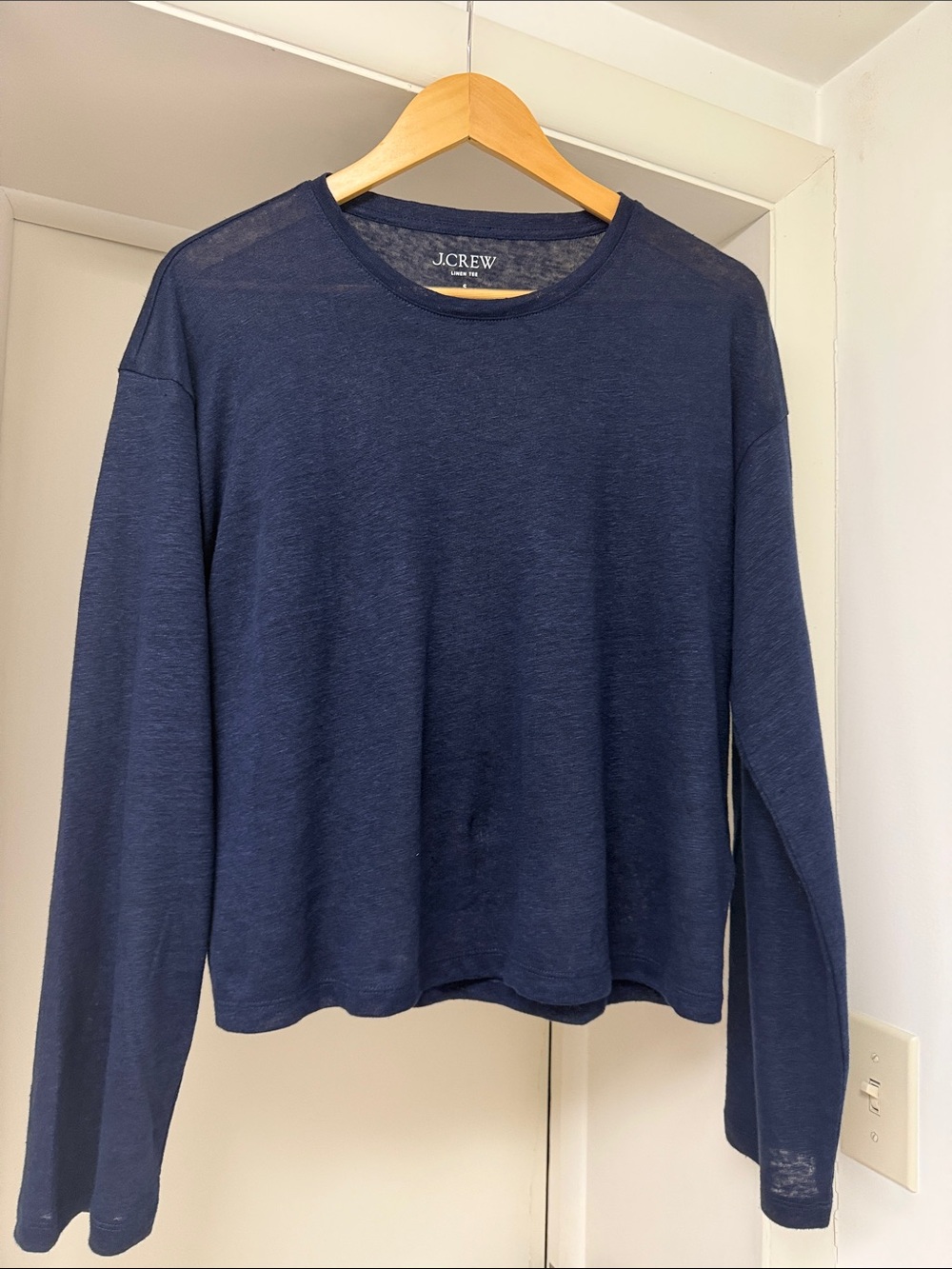 J. Crew Navy Long-Sleeve Crewneck linen tee navy small NWT